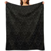 Skull Damask Pattern - Grey Throw Blanket
