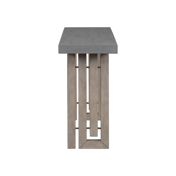 Uniquely Designed Oak Veneer Console Table with Distinctive Side Shapes