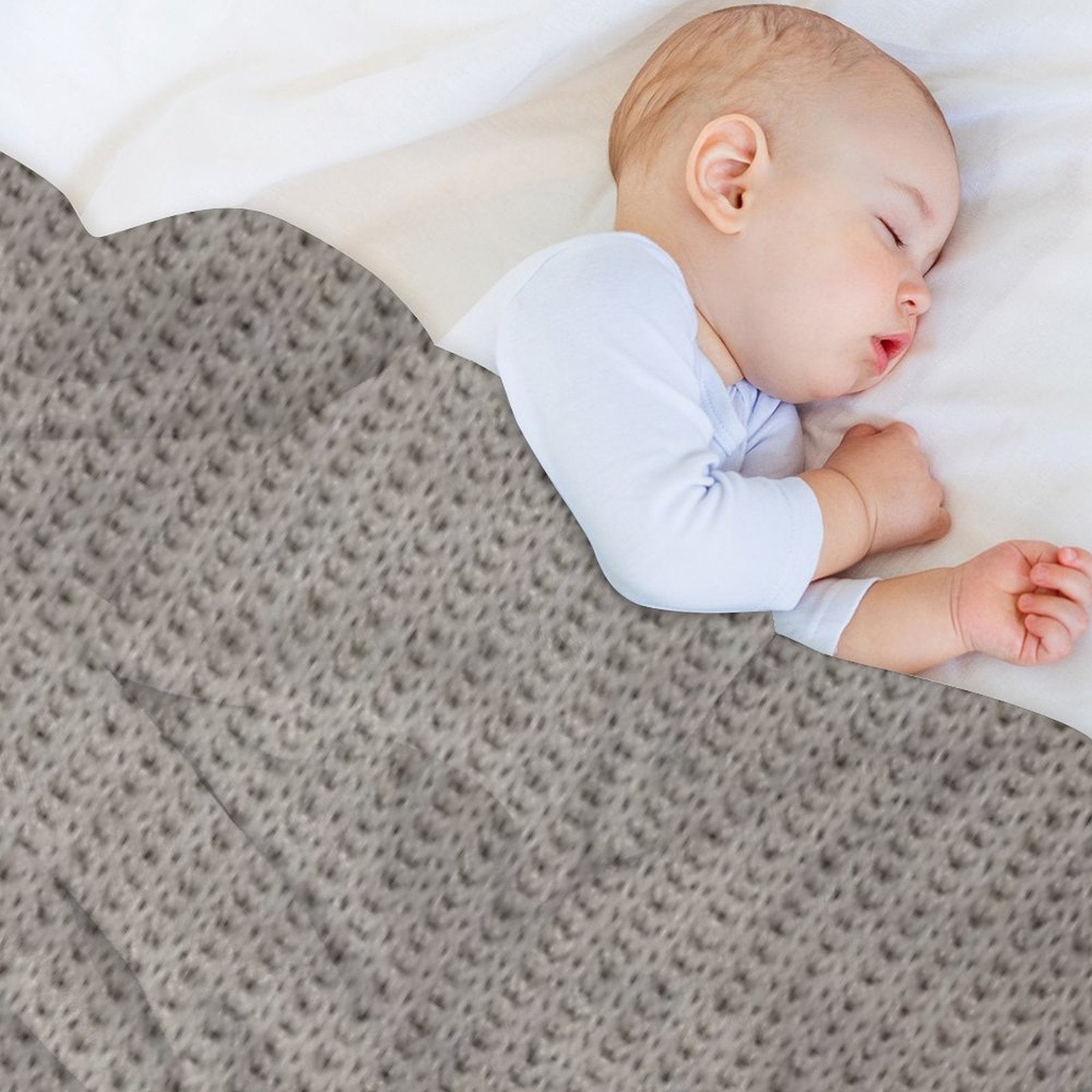 Beige Knitting Pattern Durable Throw Blanket