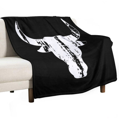 Bull Head Horns Vintage Gift-ready Throw Blanket