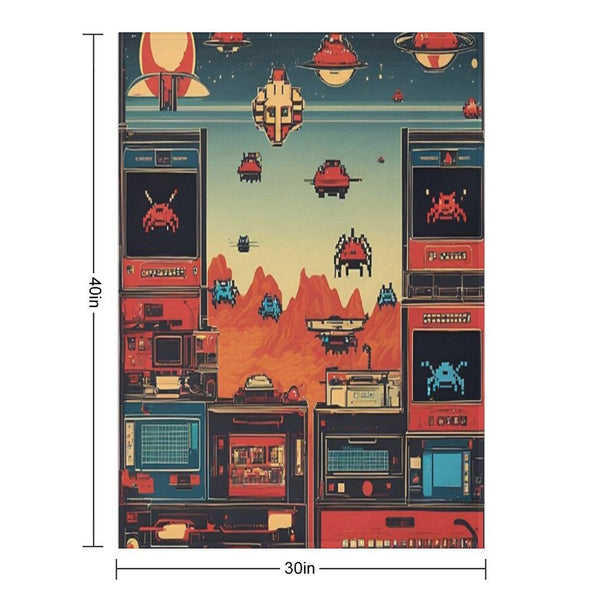 Space Invaders 90s Versatility Throw Blanket