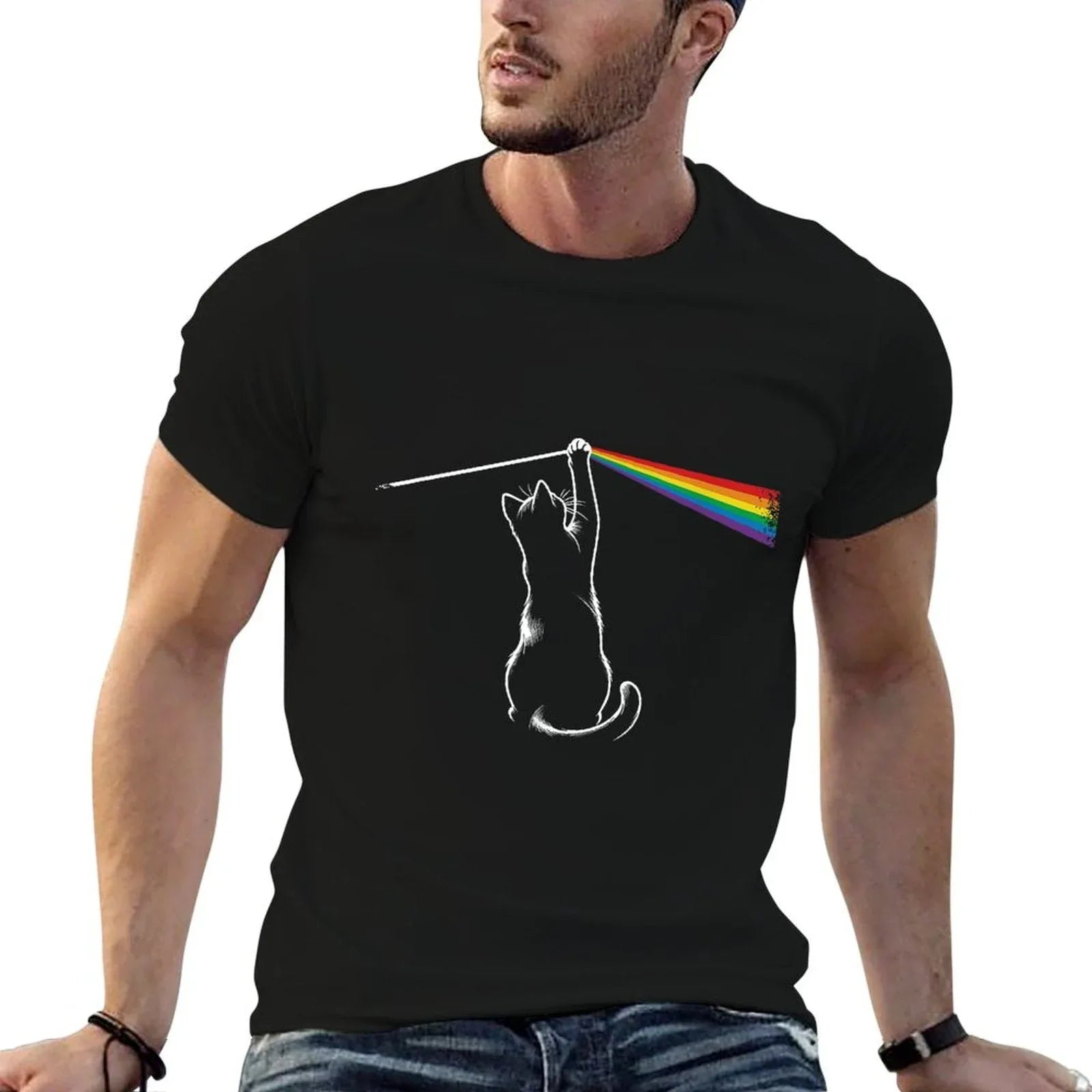Playing with Light Cat Gift Men Kids Women Funny Cat T-Shirt