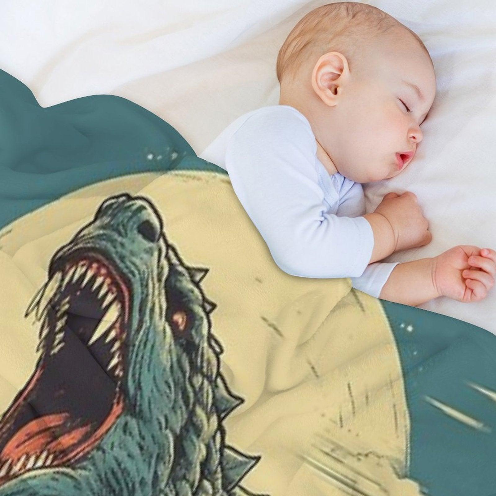 Vintage Japanese Godzilla Great Wave Throw Blanket