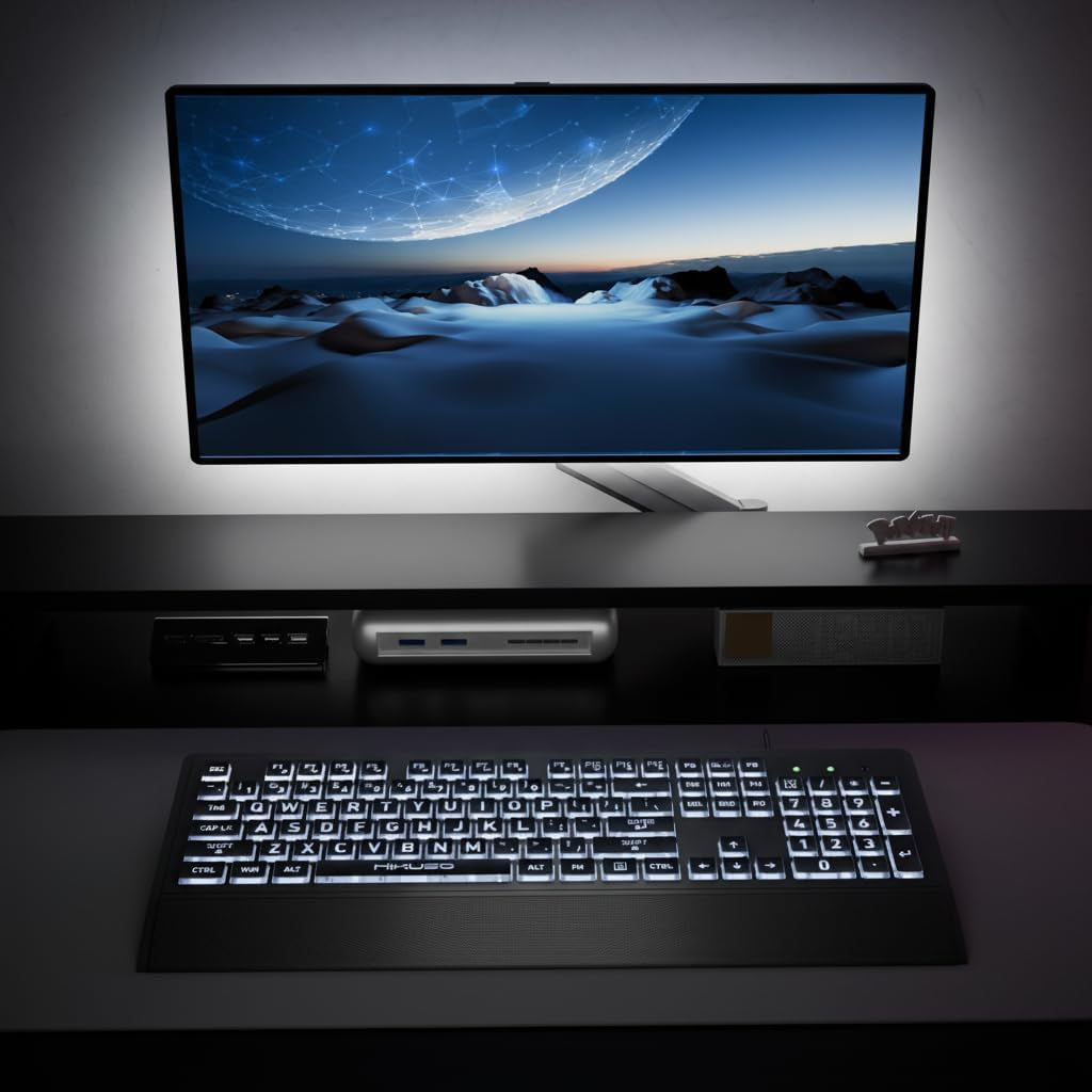 Large Print Backlit Keyboard for Seniors & Visually Impaired