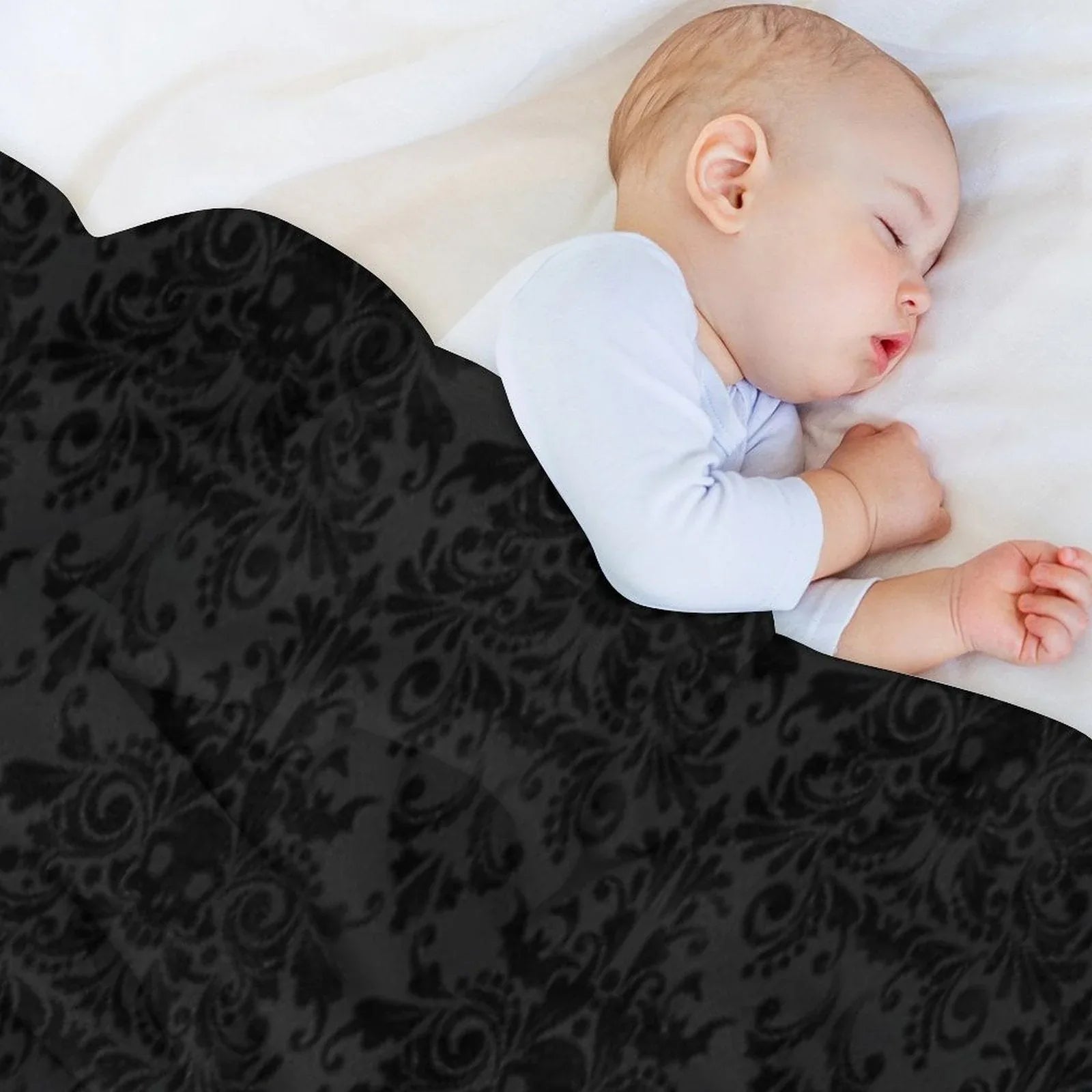 Skull Damask Pattern - Grey Throw Blanket