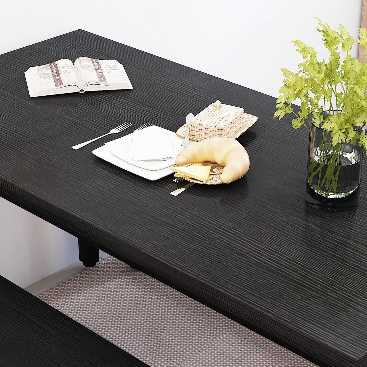 Rectangular Dining Table And Chairs Set Four Modern Wood