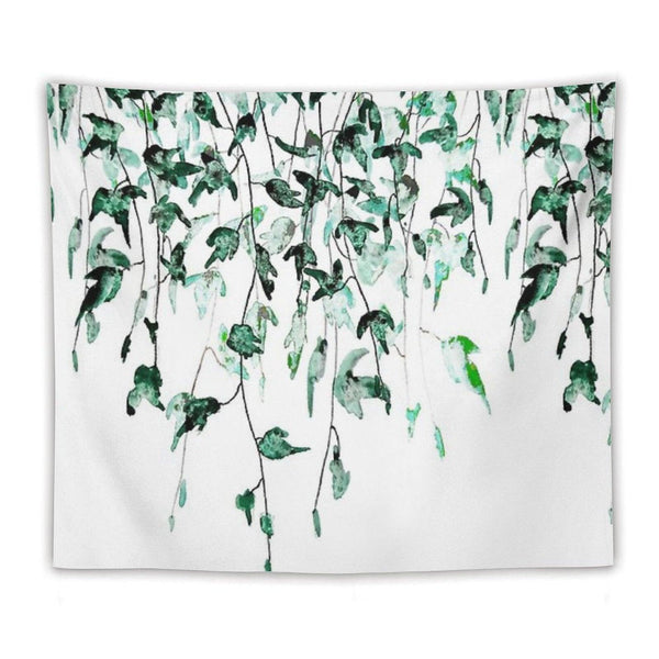 Hand Painted Ivy on The Wall Watercolor Tapestry