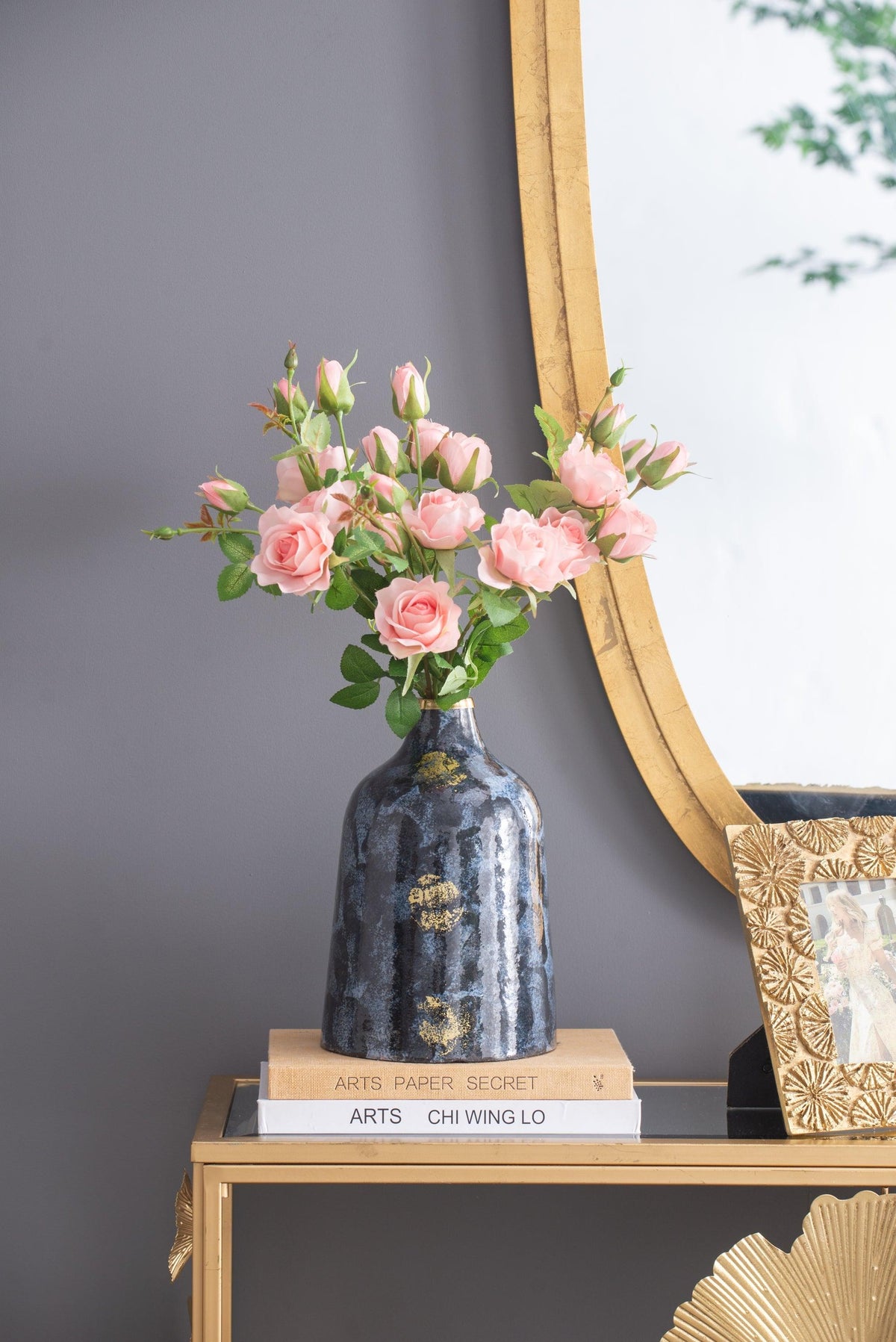 Modern Art Glass Floral Accent Vase