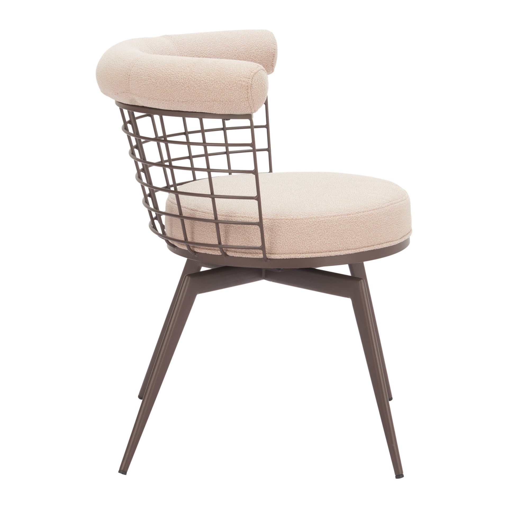 Saku Swivel Dining Chair Beige & Brown