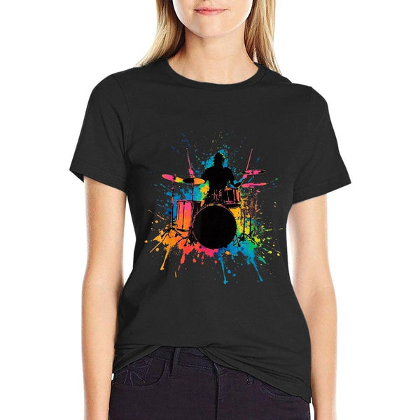 Drummer Colorful Drums Drumming Music Lover T-Shirt