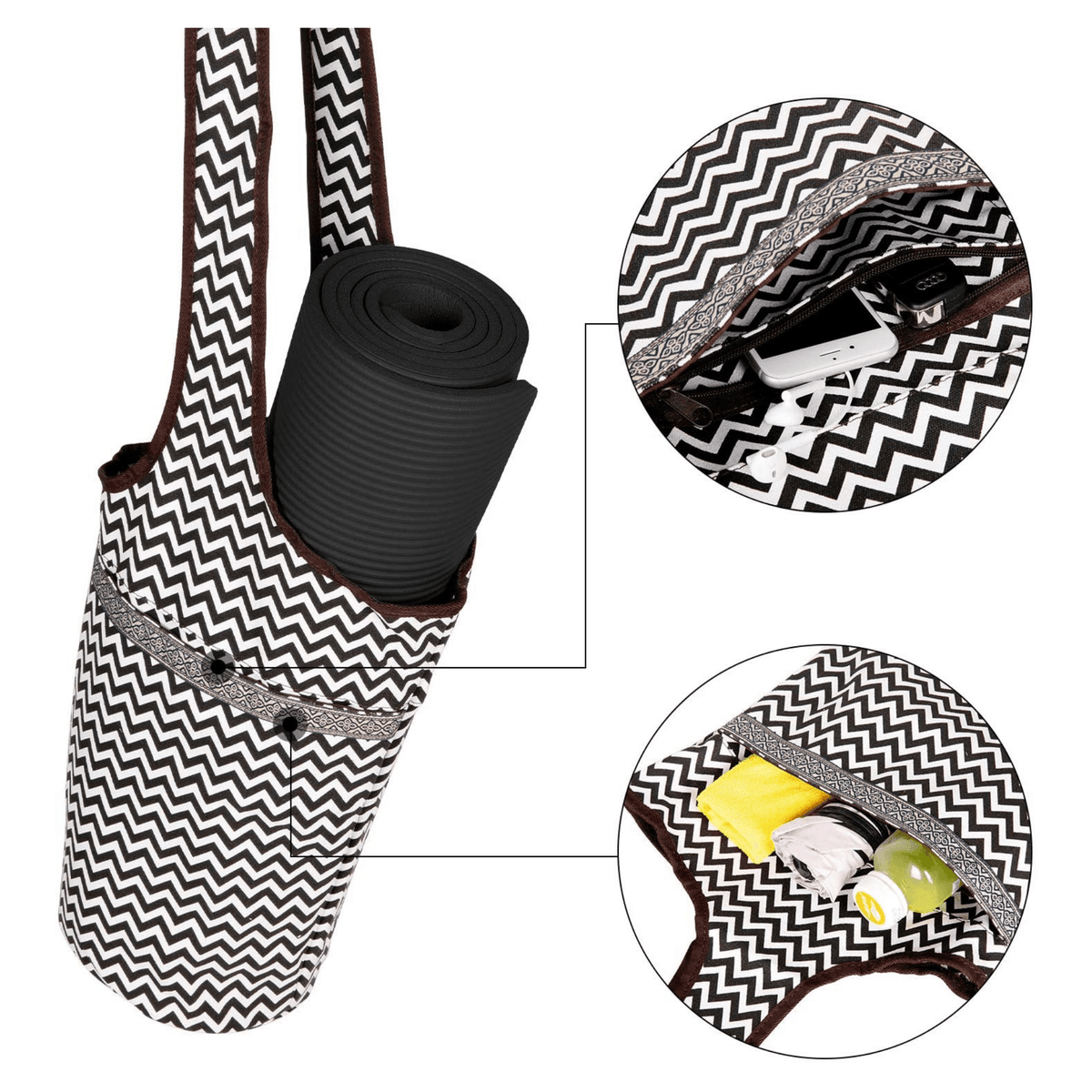 JupiterGear Yoga Mat Carrying Tote Bag with Large Size Pockets | Multipurpose and Fit Most Size Mats