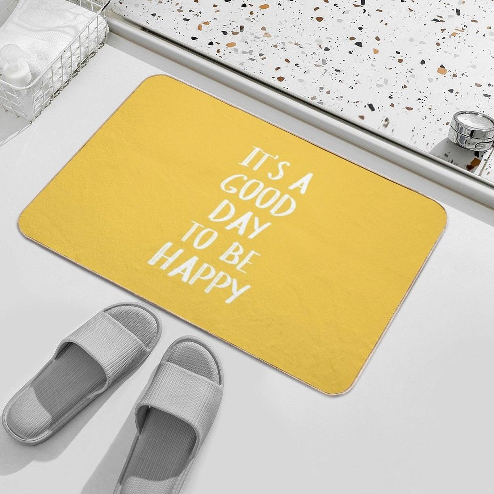 It's A Good Day to Be Happy in Yellow Bath Mat