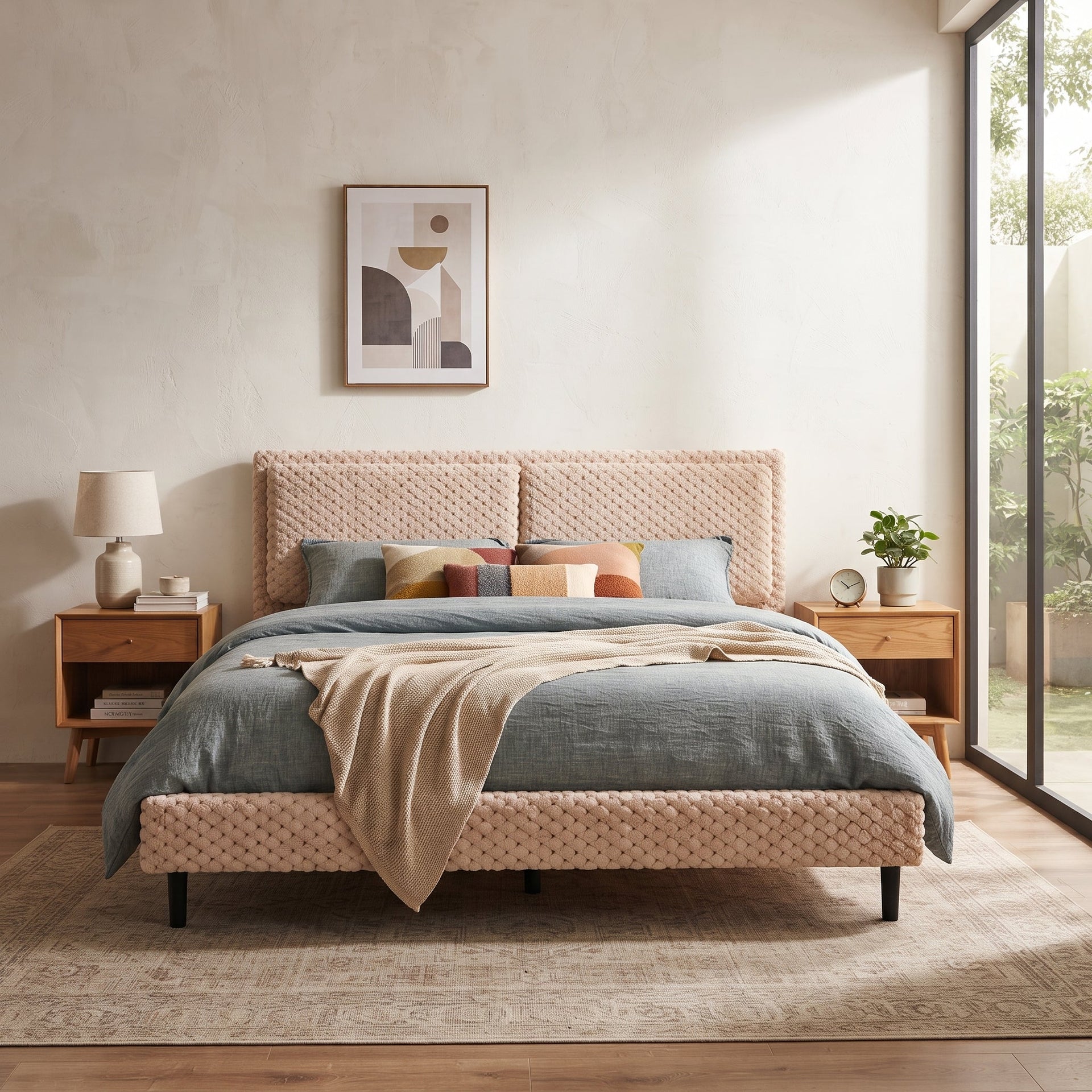 Simple Modern Camel Plush Soft Bed