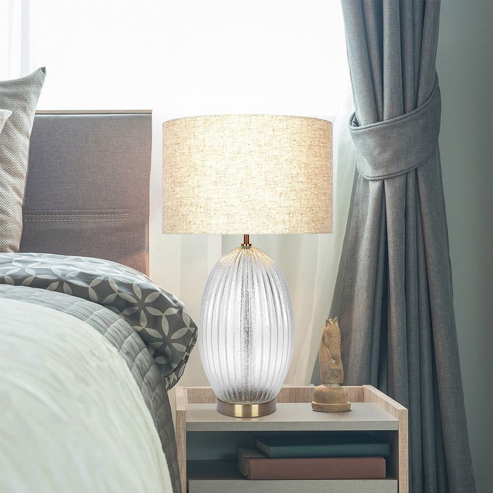 Aurora Ribbed Glass Lamp Base Clear Table Lamp Large