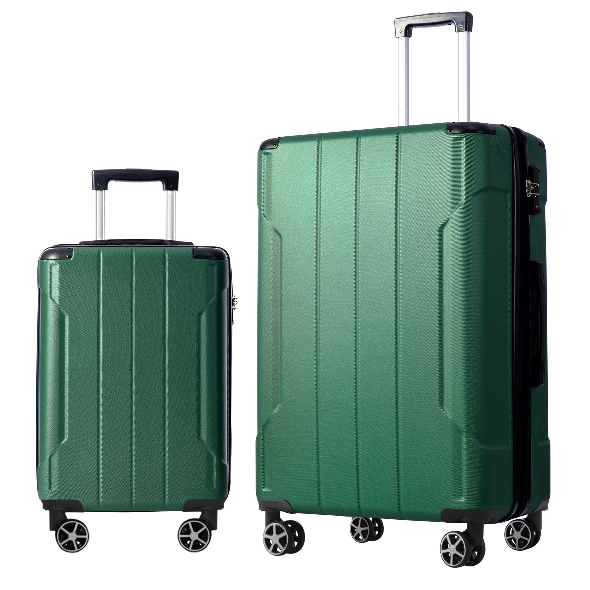 Luggage Sets 2 Piece, Hardshell ABS Lightweight and Expandable(only 28') Suitcases with Double Wheels, Carry-on Luggage, 2-Piece Set (20/28), Green