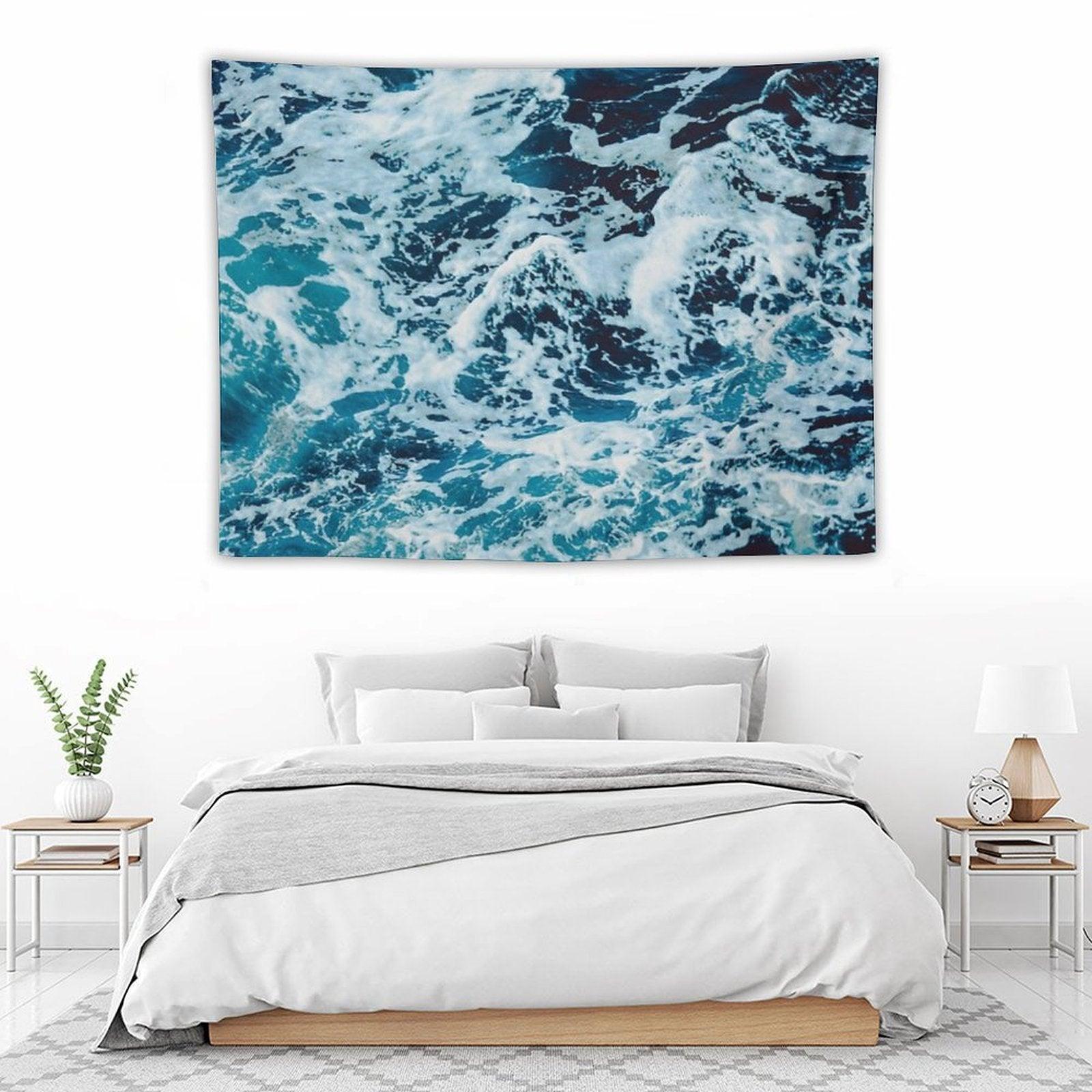 Turquoise Blue Ocean Waves Tapestry