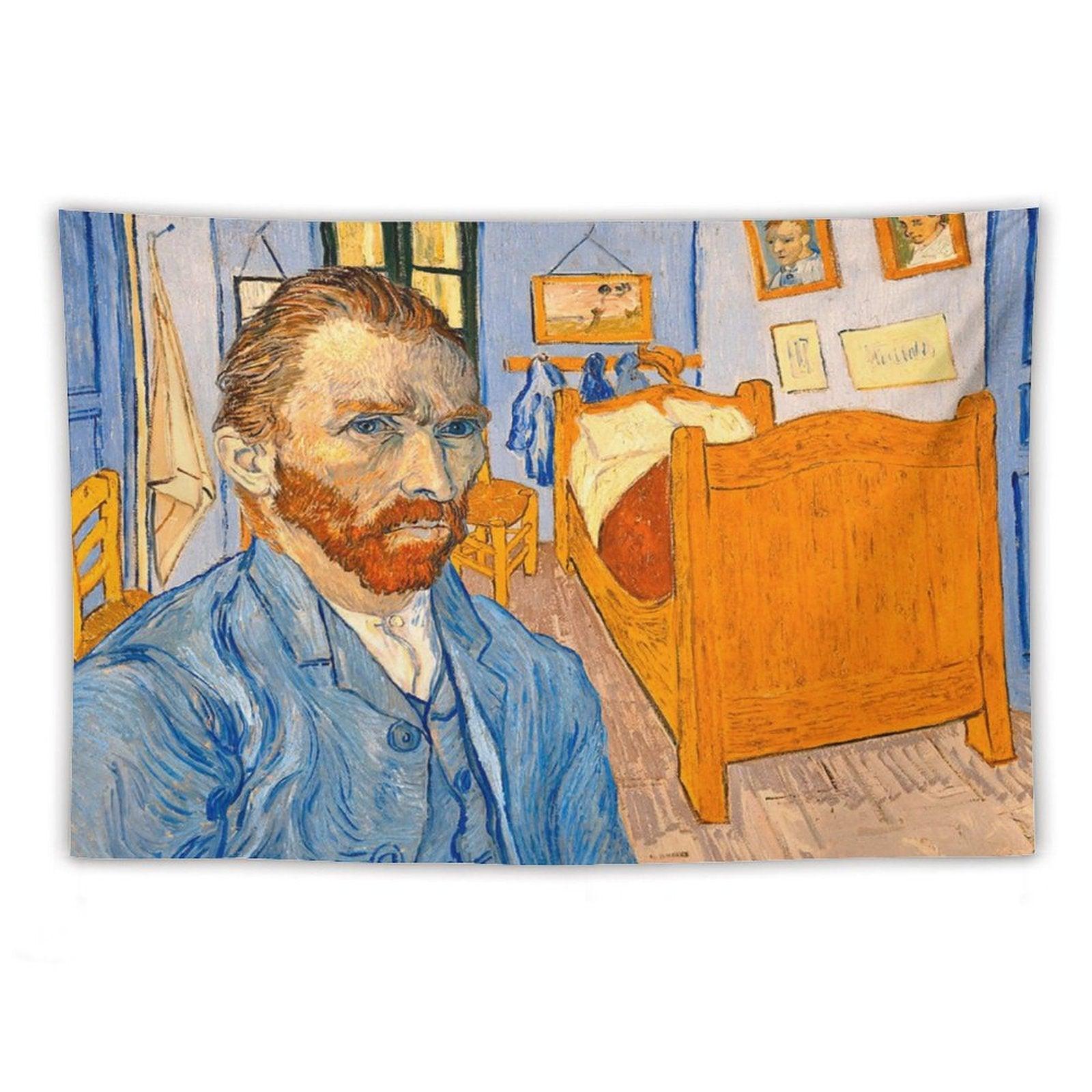 Van Gogh in Front of The Bedroom in Arles Tapestry