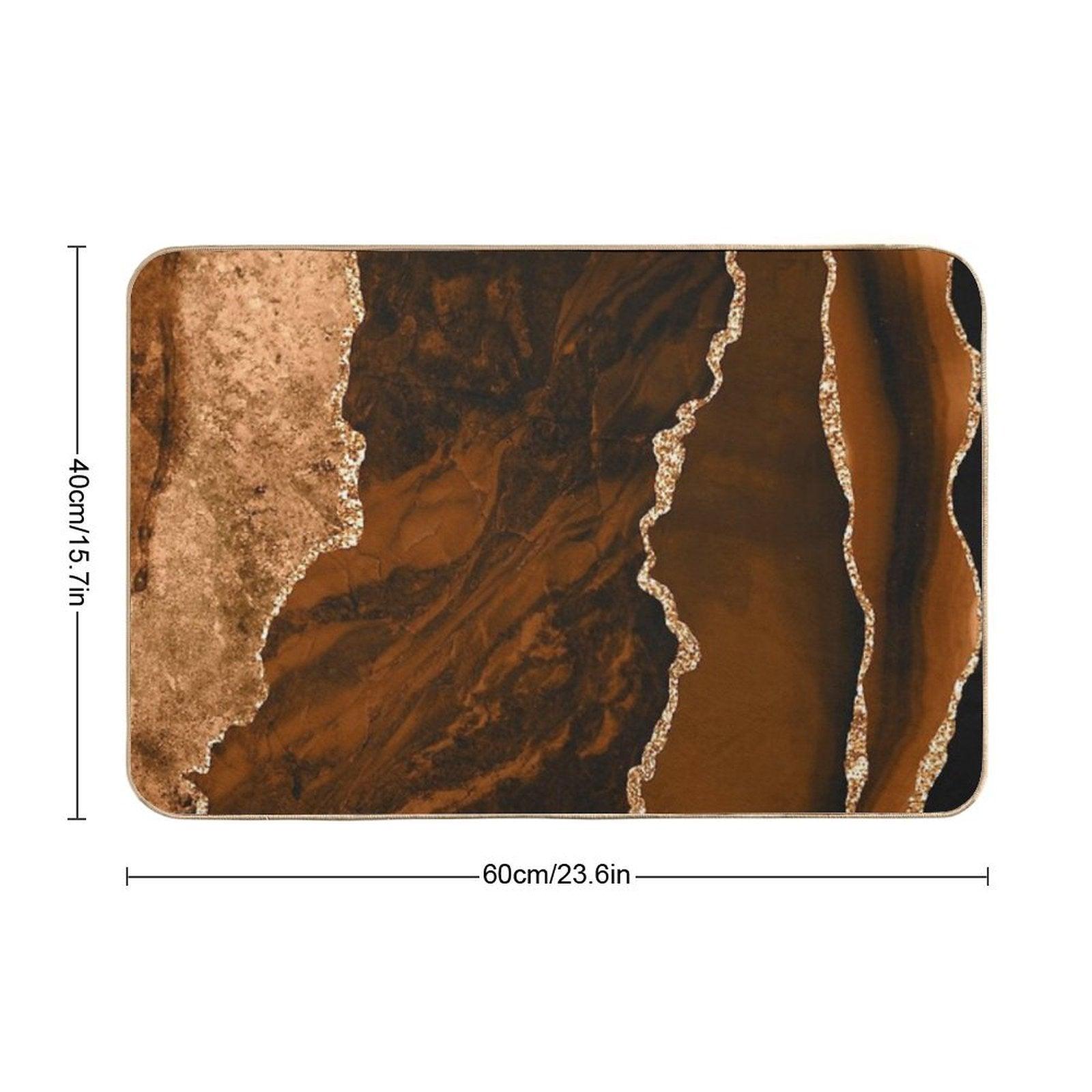 Abstract Chocolate Brown & Gold Modern Geode Agate Design Bath Mat