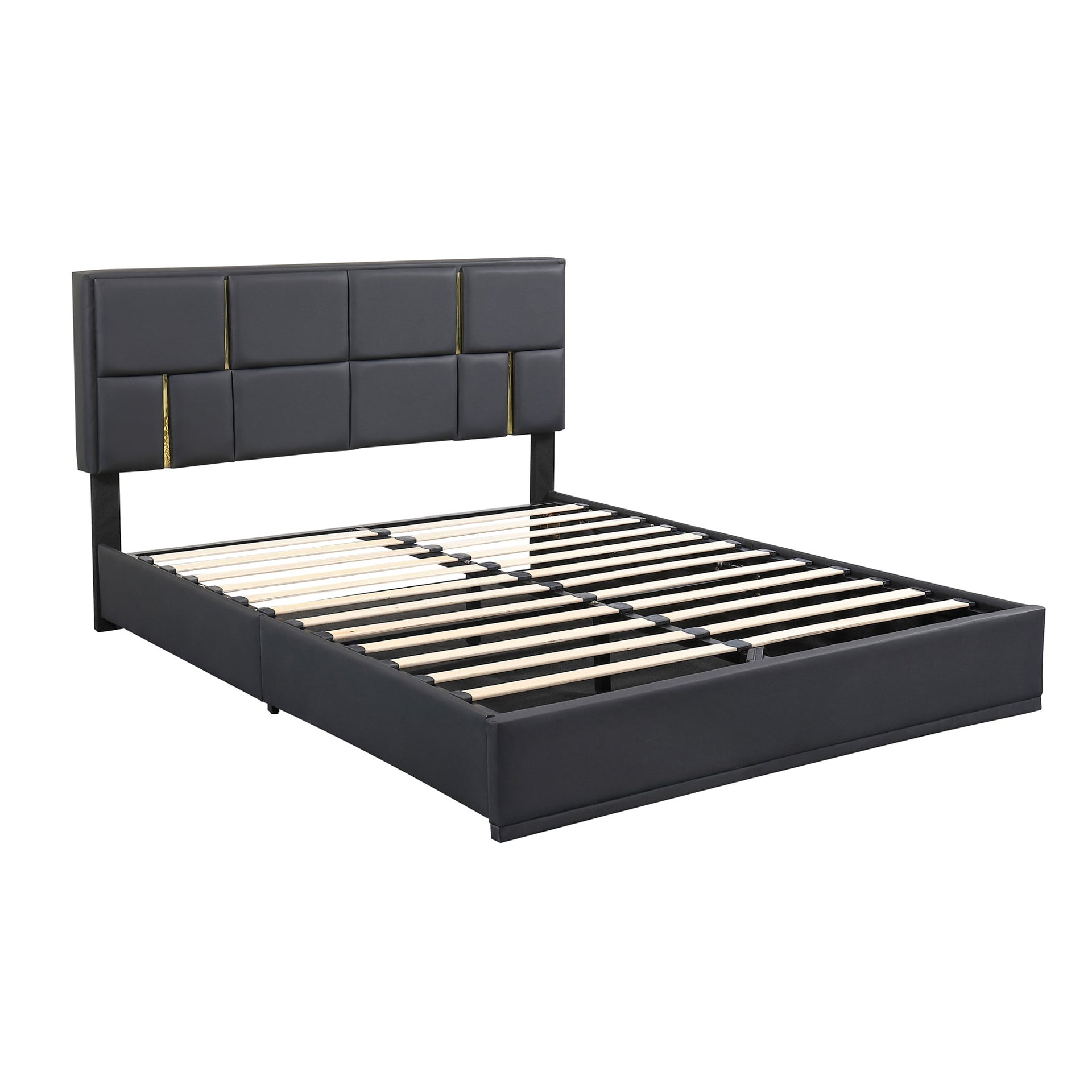 2-Pieces Bedroom Sets, Queen Size Upholstered Platform Bed with Hydraulic Storage System BLAKHOM