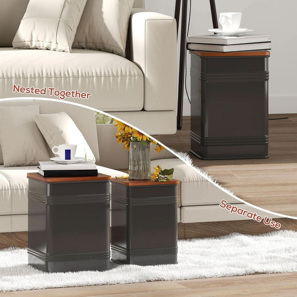 Industrial Black Storage Ottoman With Removable Lid