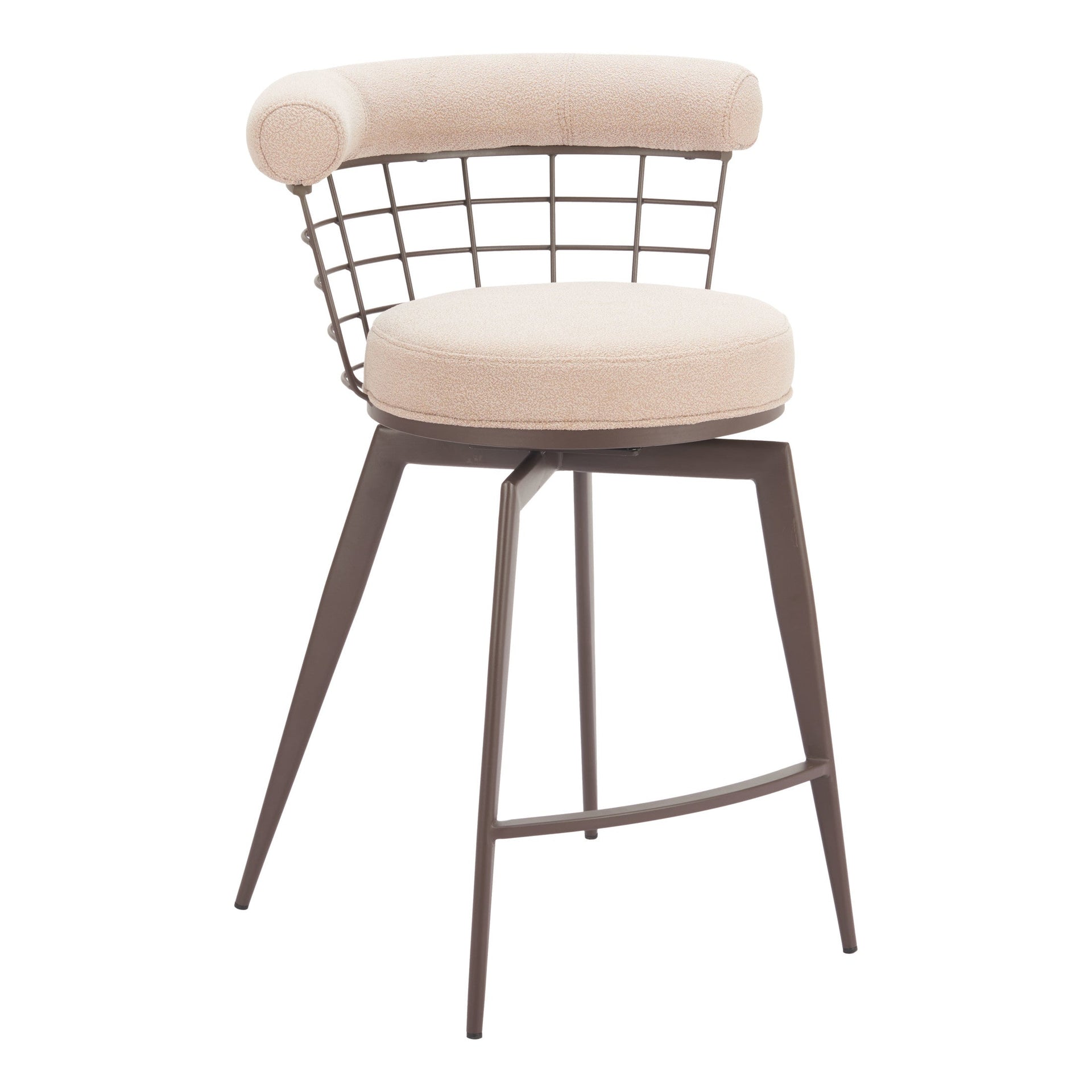 Saku Swivel Counter Stool Beige & Brown