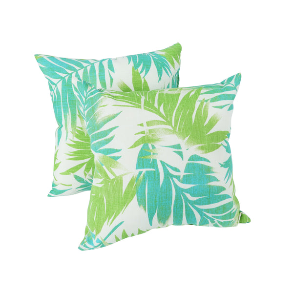 6 Pack Outdoor Pillow Covers - Tropical Palm Aqua