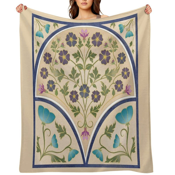 Art Nouveau Morning Glory Garden Plush Throw Blanket