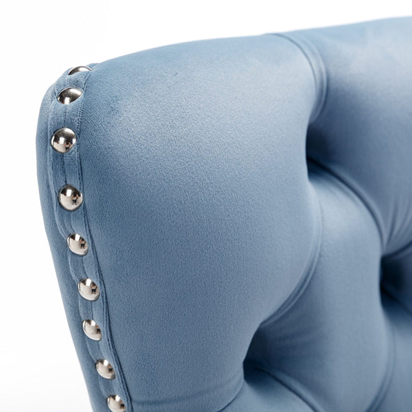 Counter Height Velvet Bar Stools with Button Back & Rivet Trim Upholstered Seats