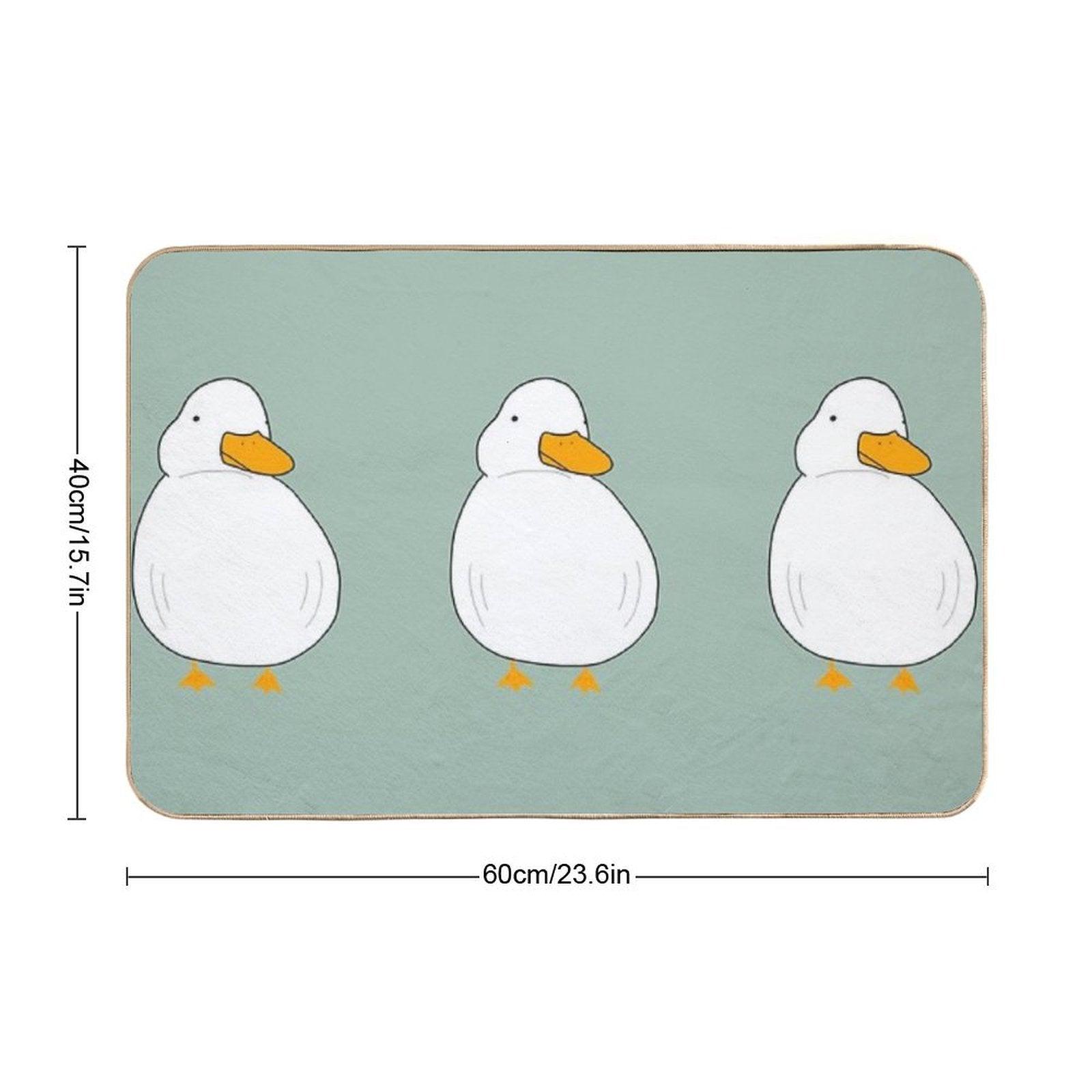 Chubby Duck Cute Fluffy White Bird Simple Anime Cartoon Kawaii Animal Bath Mat