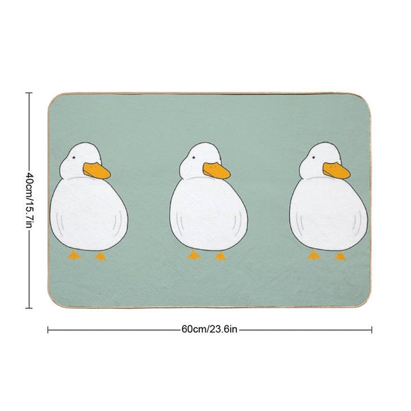 Chubby Duck Cute Fluffy White Bird Simple Anime Cartoon Kawaii Animal Bath Mat