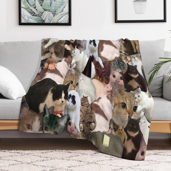 Cat Collage Velvety-soft Throw Blanket