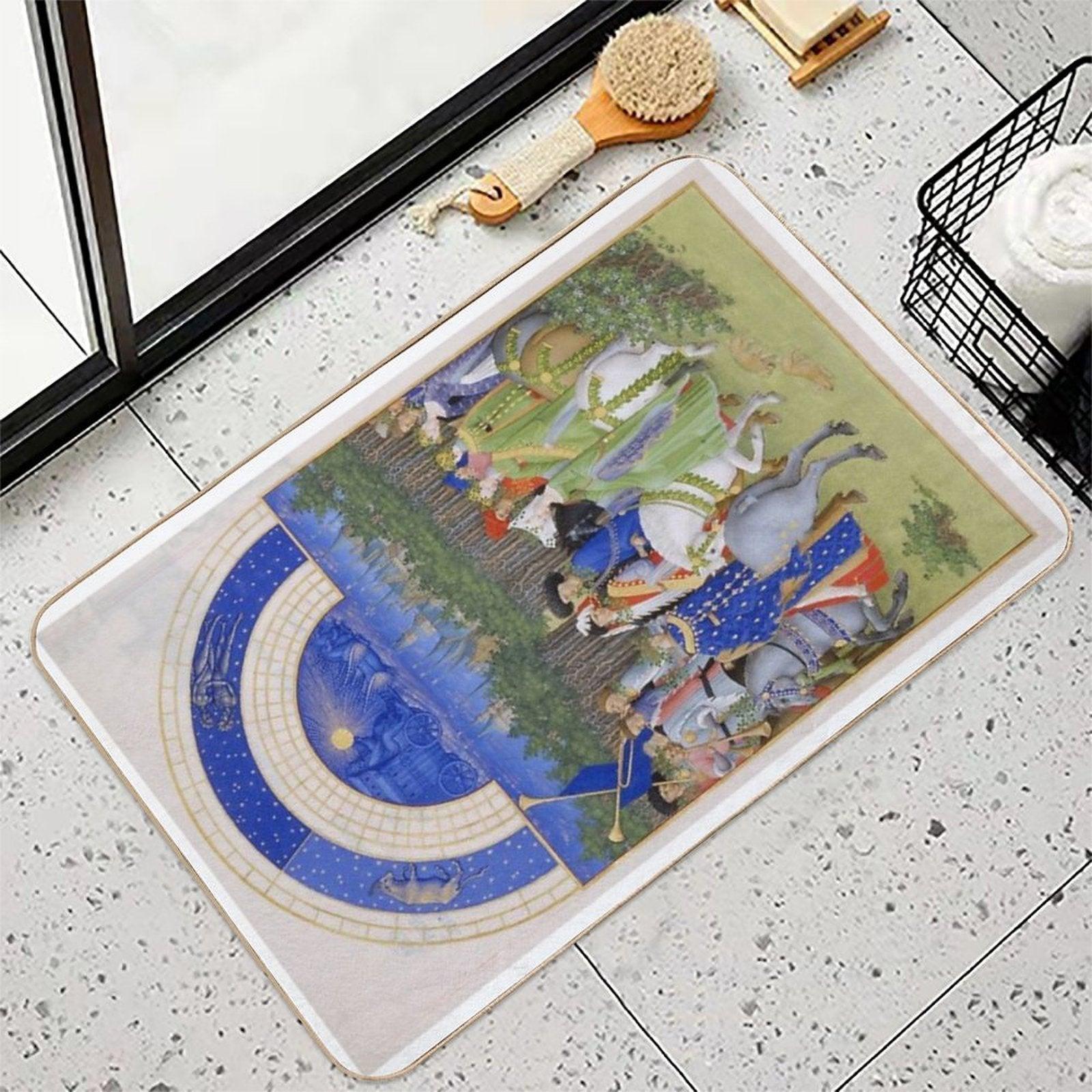 Les Très Riches Heures Du Duc De Berry 15th Century by Frères De Limbourg  Long-Lasting Bath Mat