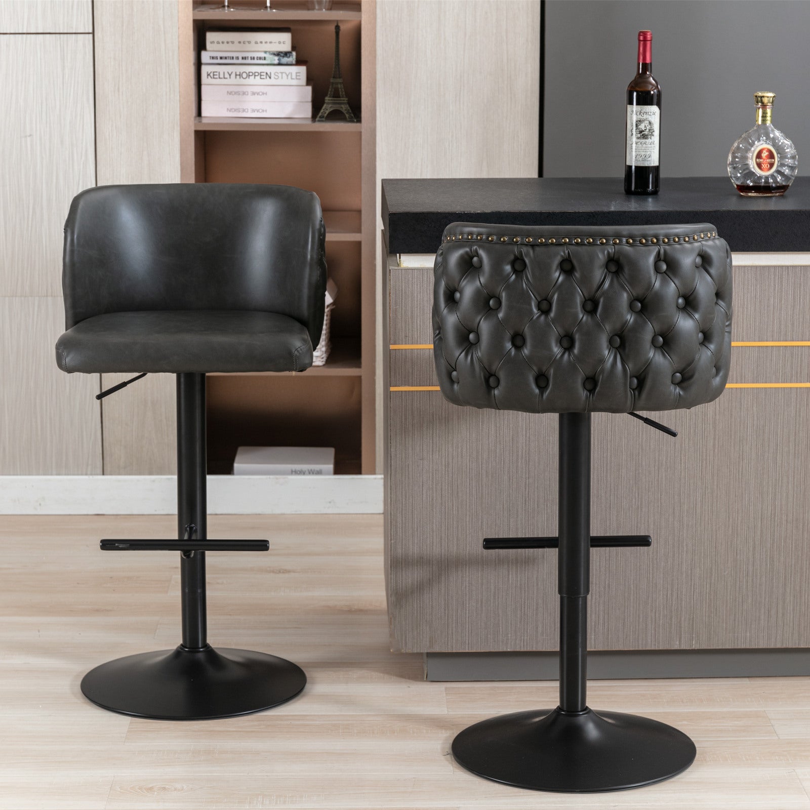 Set of 2 Modern PU Upholstered Swivel Barstools BLAKHOM