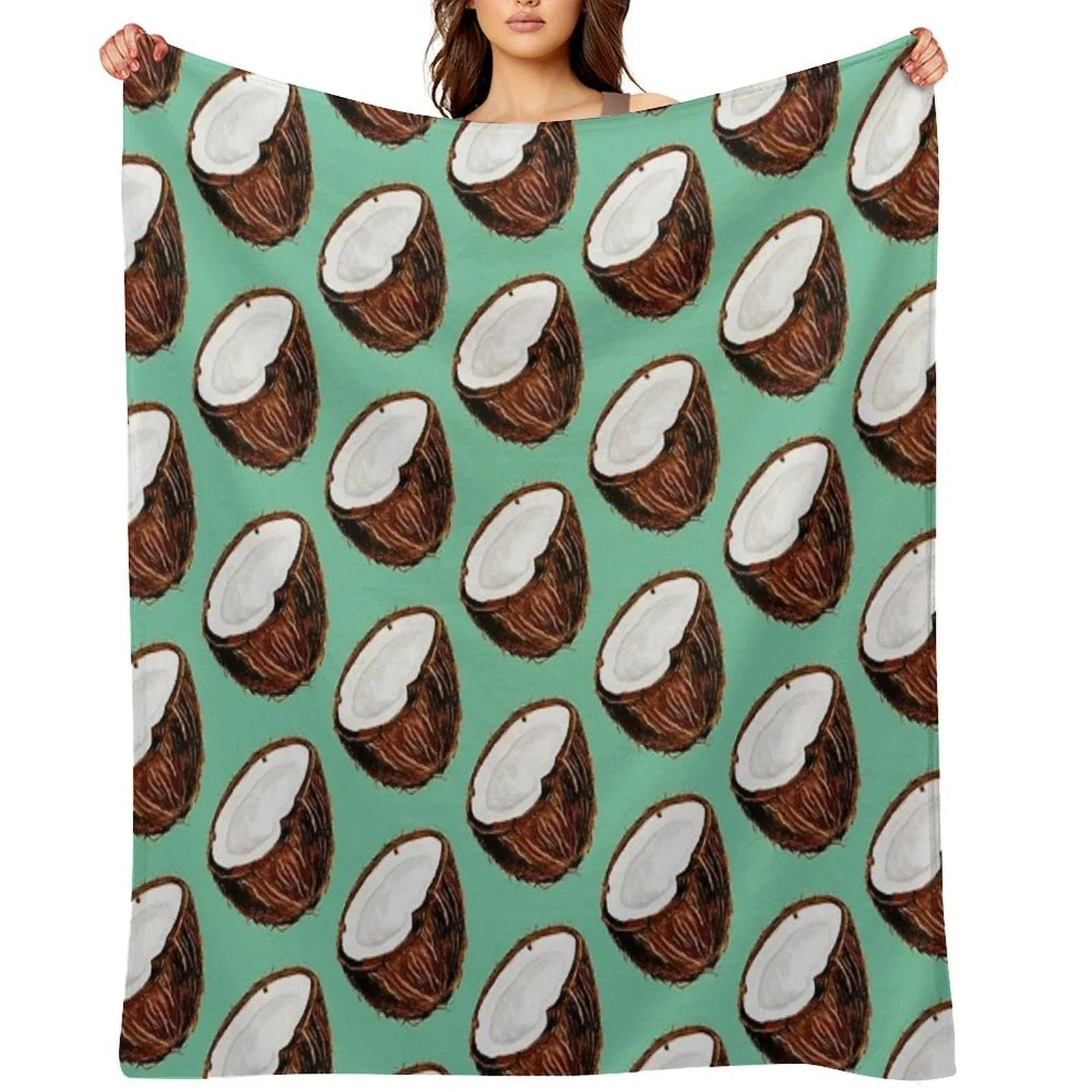 Coconut Pattern - Teal Throw Blanket
