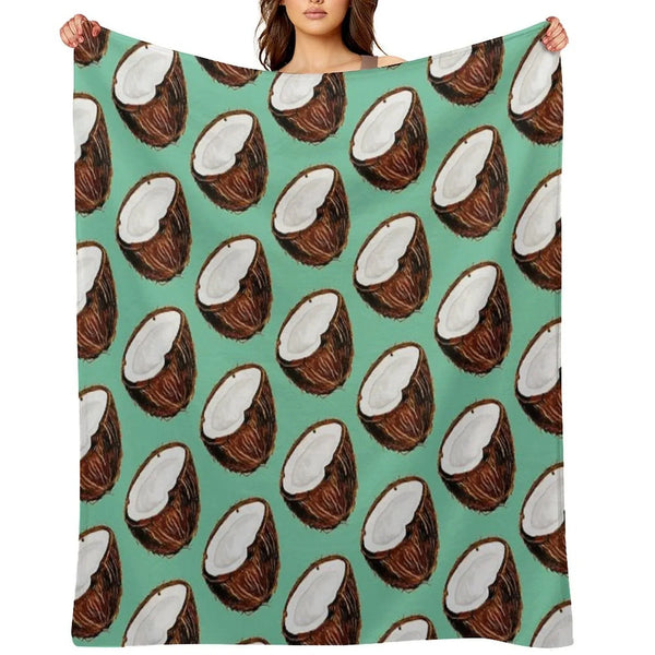 Coconut Pattern - Teal Throw Blanket
