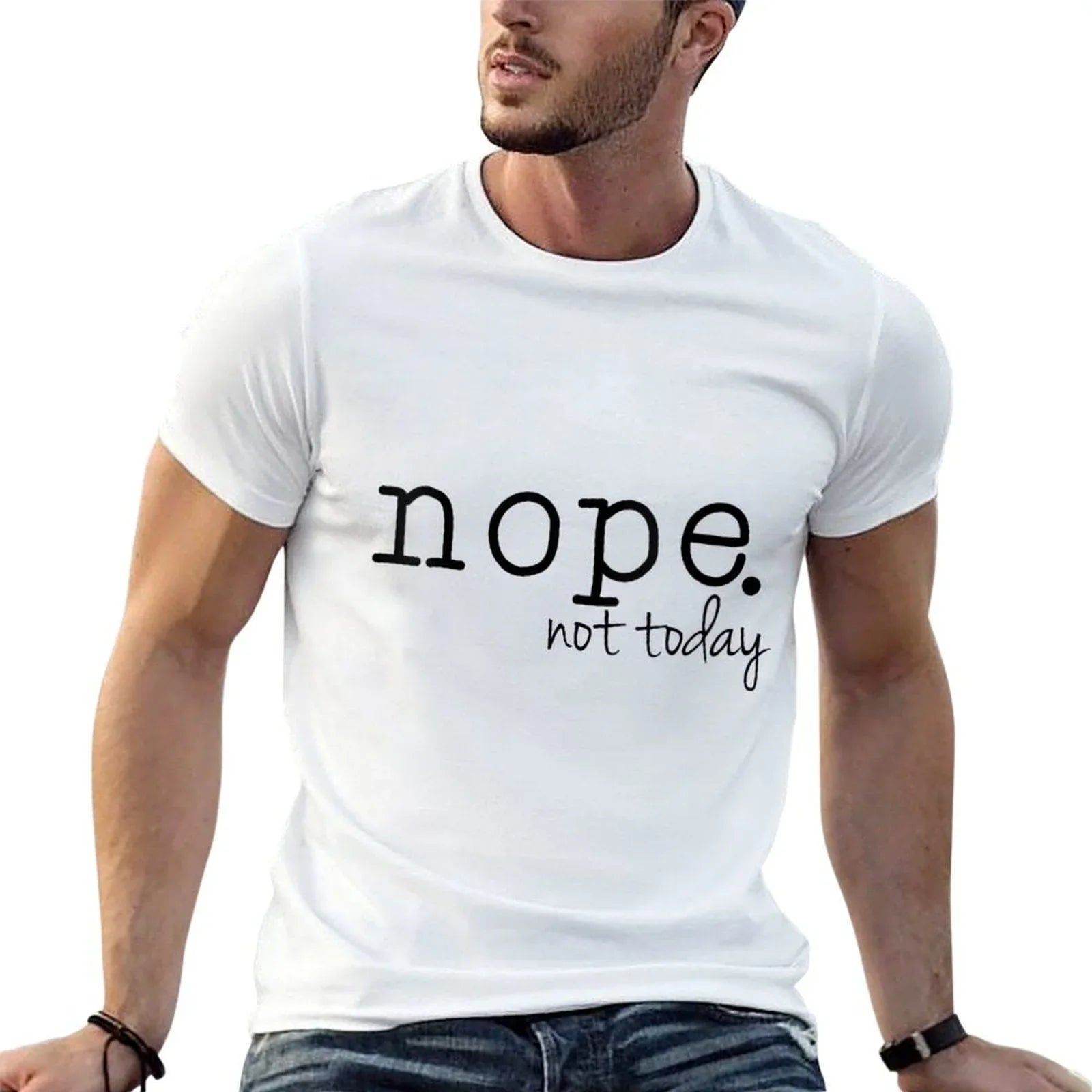 Womens Nope Not Today  Fade-proof Color T-Shirt