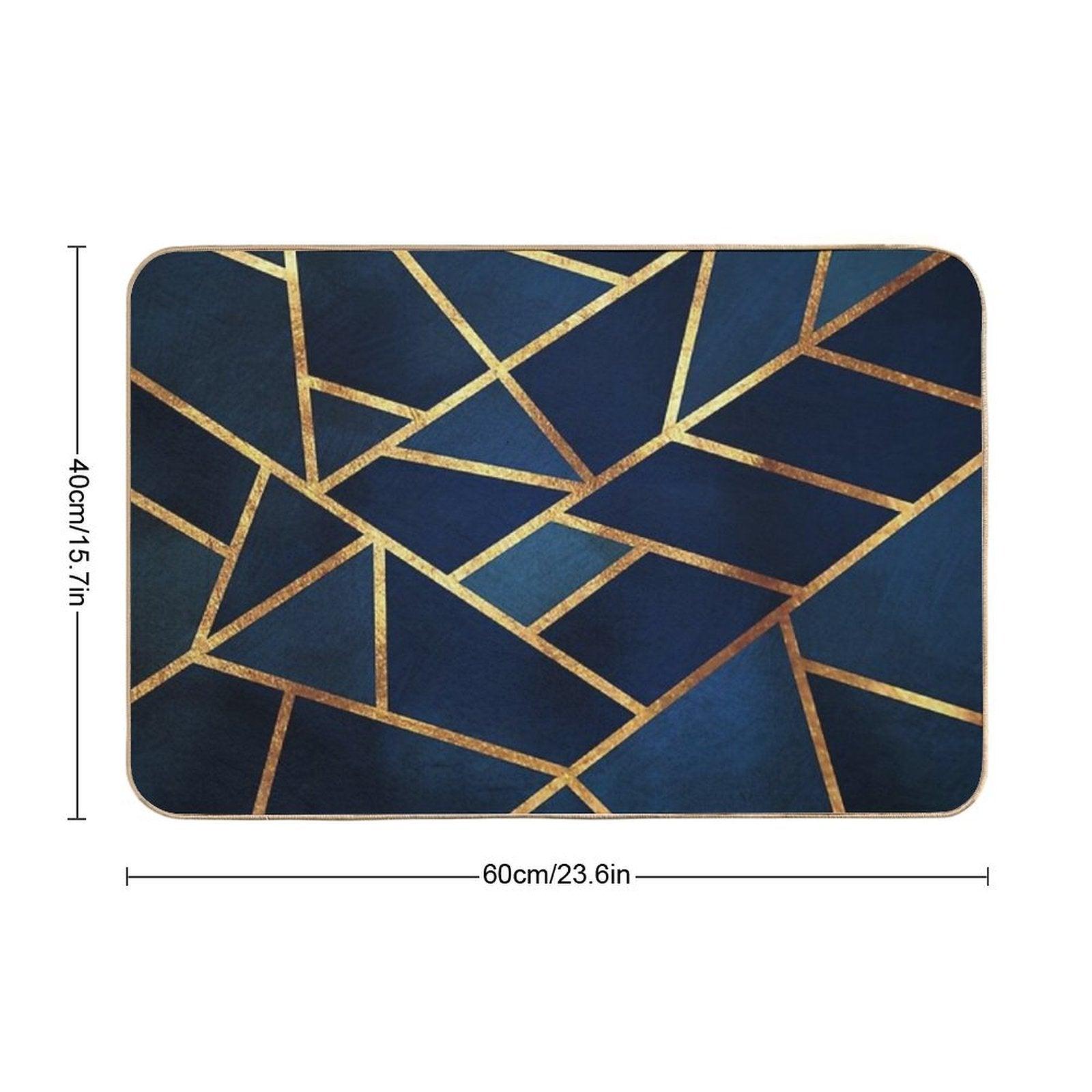 Navy Gold Stone Geometric Bath Mat