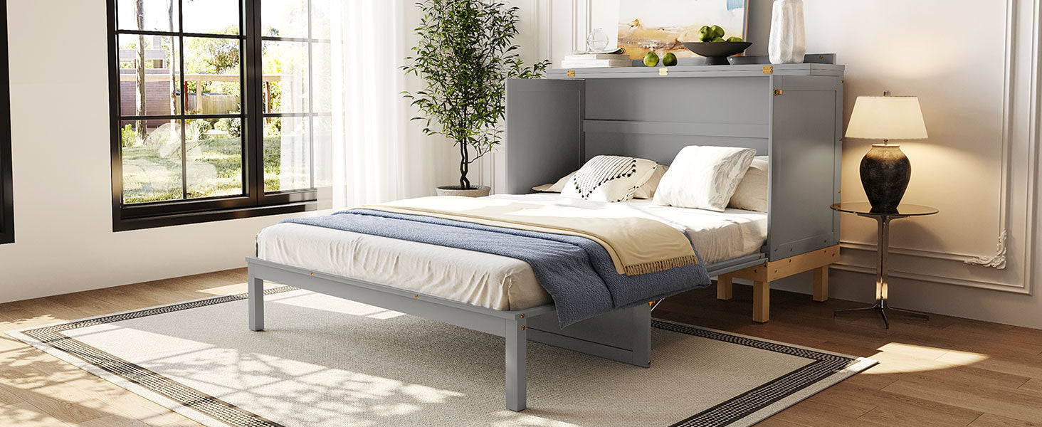 Queen Size Murphy Bed, Gray