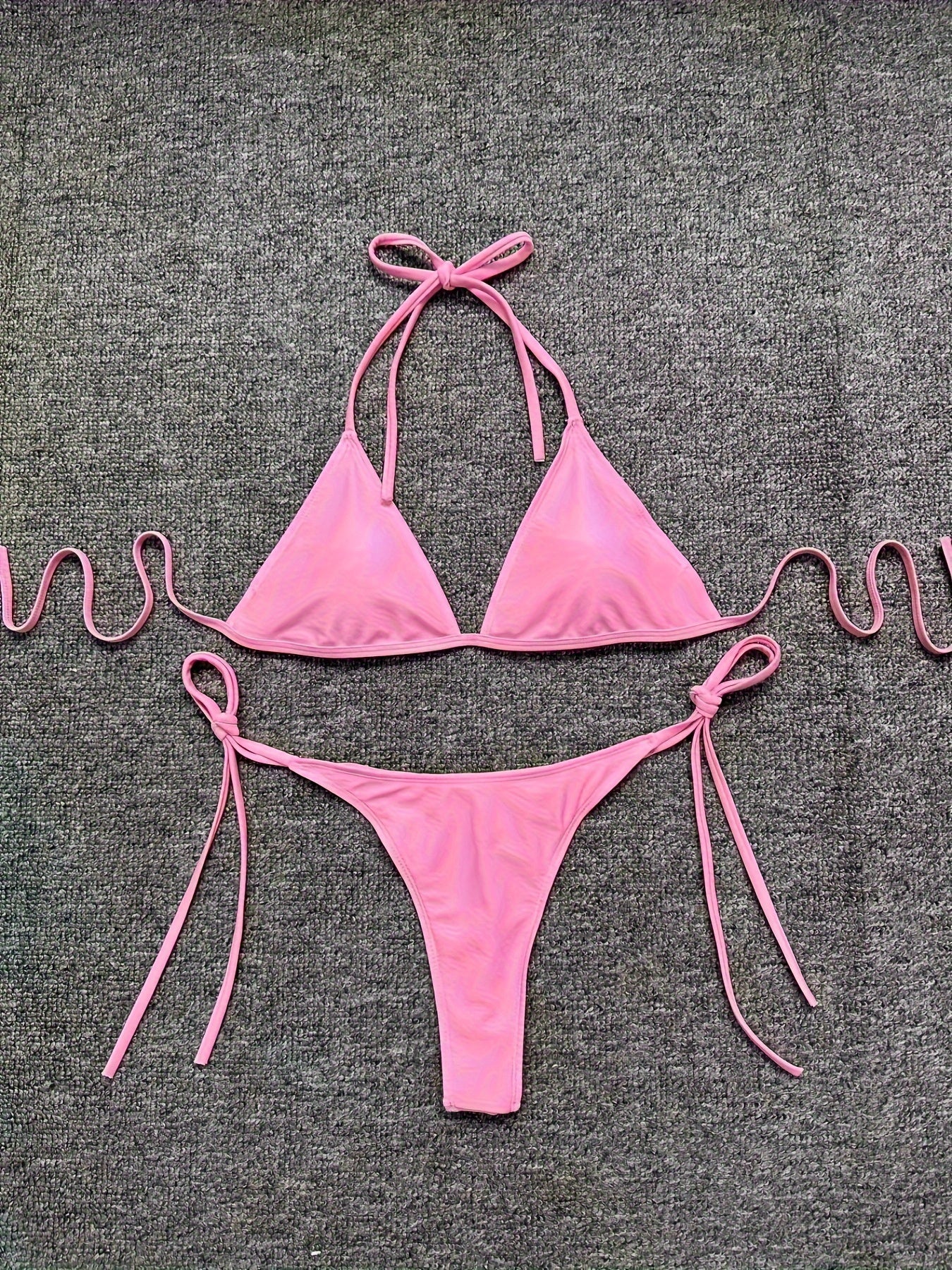 Bikini Leopard Print 2 Piece Swimsuit for Women – High Cut Lace-Up Backless Flattering Bikini Set with Halter Spaghetti Strap – Stretchy Sexy and Stylish Swimwear for Pool Beach and Summer Vacation