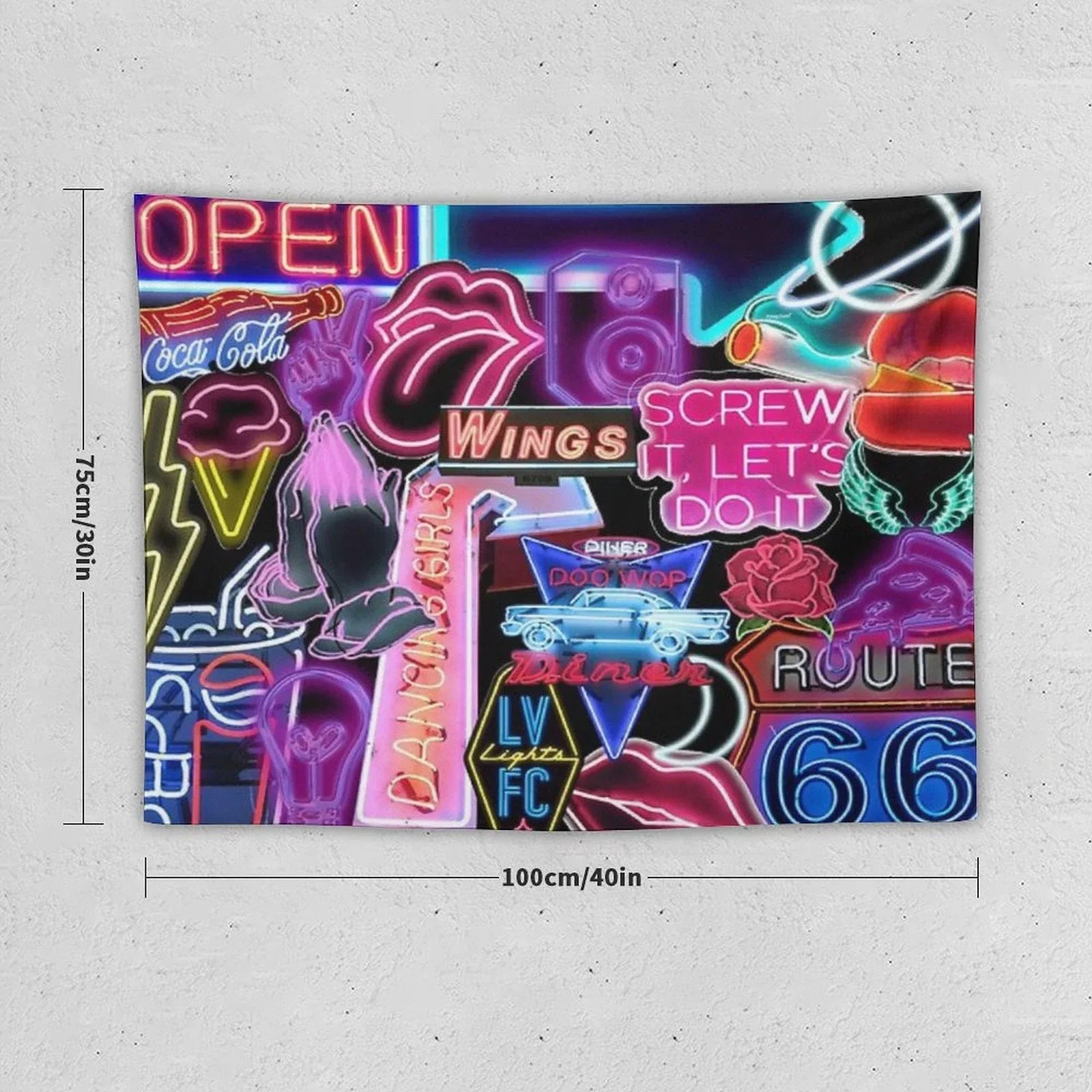 Neon Sign Collage Tapestry