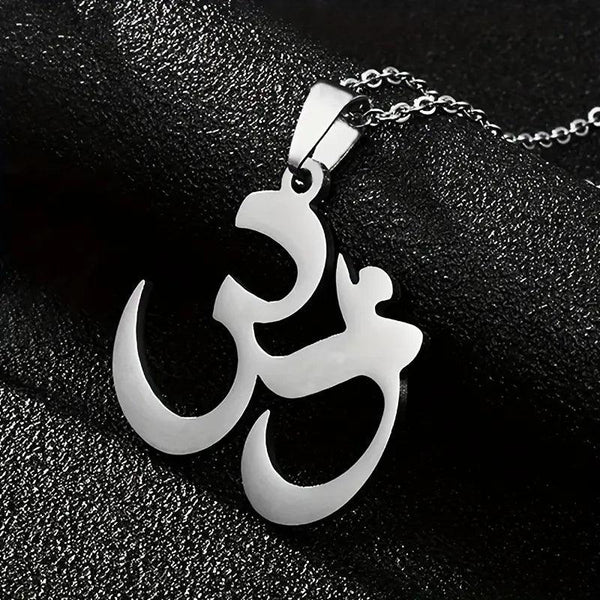Titanium Steel Om Yoga Pendant Necklace - Fashionable Water-Resistant Chain Jewelry for Men and Women