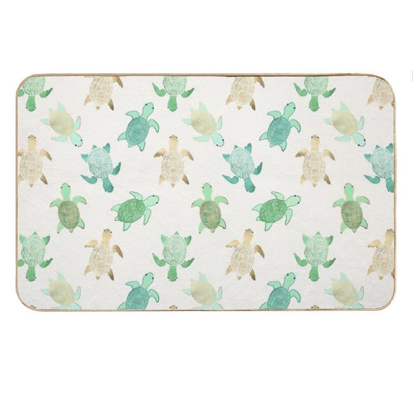 Gilded Jade & Mint Turtles Bath Mat