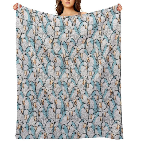Blue Quaker Monk Parakeets Throw Blanket