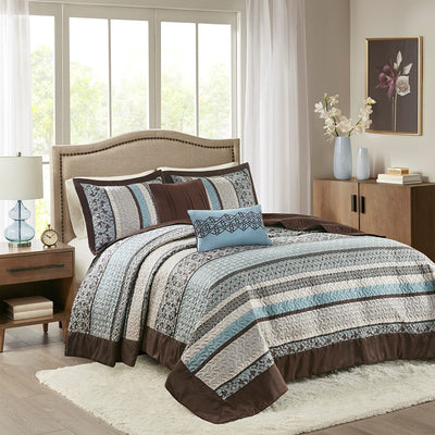 Princeton 5 Piece Reversible Jacquard Bedspread Set by Madison Park