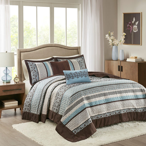 Princeton 5 Piece Reversible Jacquard Bedspread Set by Madison Park