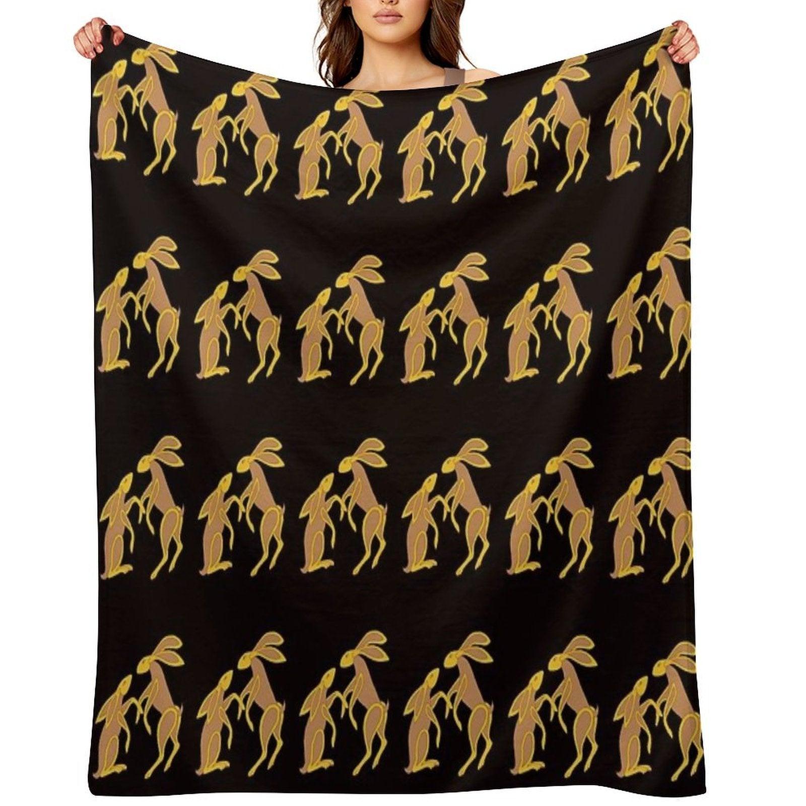 Prancing Celtic Hares Throw Blanket