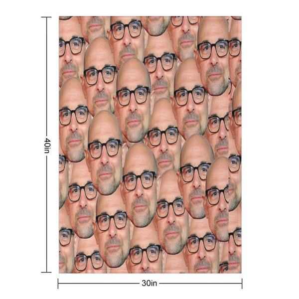 Stanley Tucci Head Design Machine-washable Throw Blanket