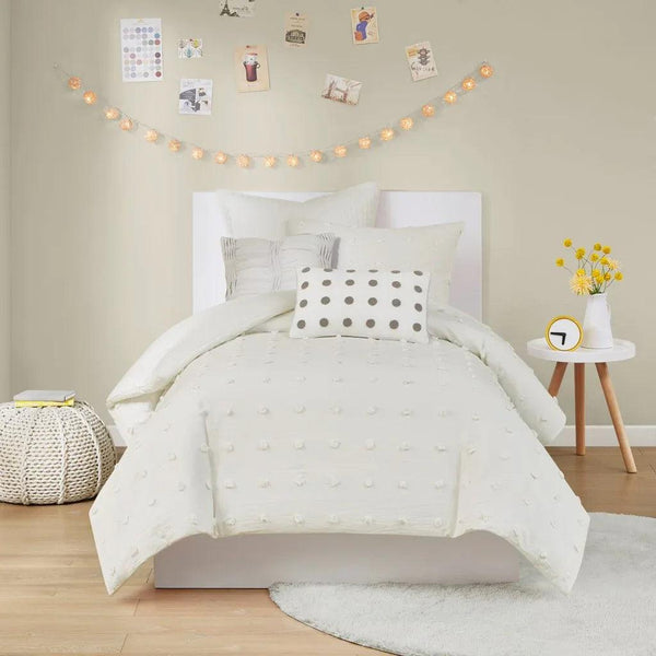 Brooklyn Cotton Jacquard Comforter Set with Euro Shams and Throw Pillows - Gifts for You 'n Me