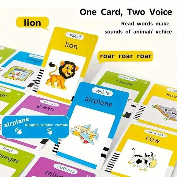 Flash Card Learning Toy – 112 Cards, 224 Words | USB Rechargeable Reading Toy for Kids (Pink/Blue)