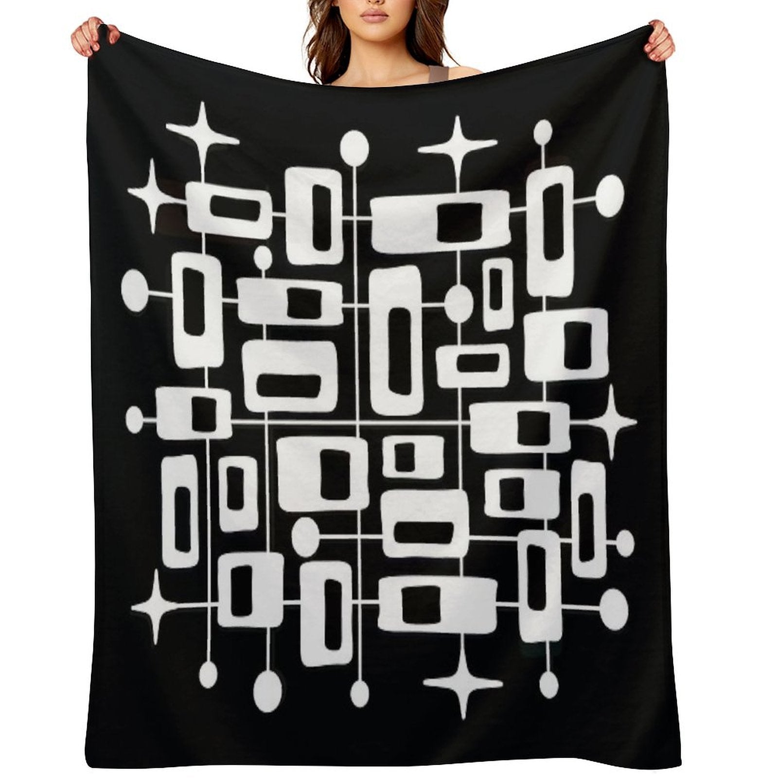 Mid Century Modern Cosmic Abstract Geometric Pattern Easy Care Throw Blanket